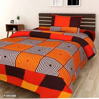 Classic Polycotton Printed Single Bedsheet with Pillow Cover-thumb0