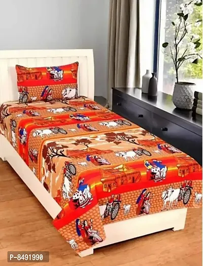 Beautiful 3D Single Bedsheet With 1 Pillow Cover-thumb0