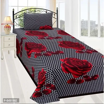 Beautiful 3D Single Bedsheet With 1 Pillow Cover-thumb0