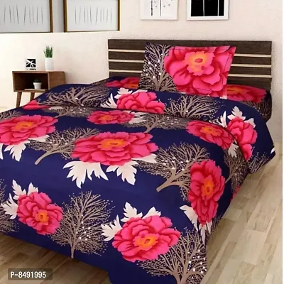 Classic Polycotton Printed Single Bedsheet with Pillow Cover