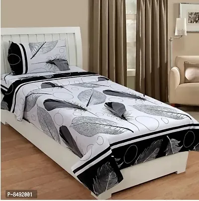 Beautiful 3D Single Bedsheet With 1 Pillow Cover-thumb0