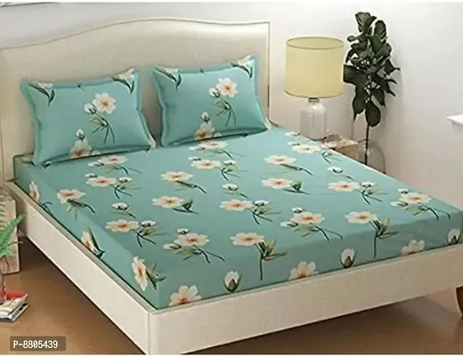 New Glace Cotton Double Bedsheet with 2 Pillow Covers-thumb0