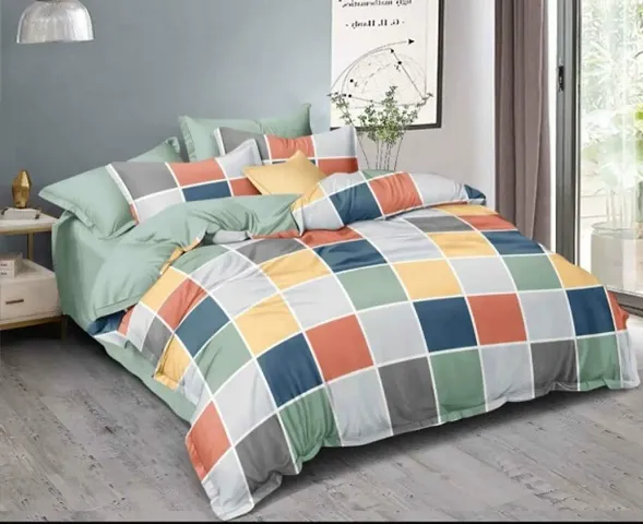 Glace Cotton Geometric Print Double Bedsheets