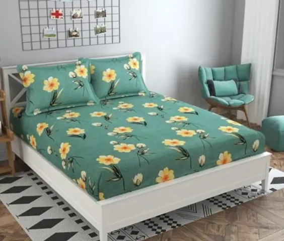 Microfiber Printed Double Bedsheet with 2 Pillow Covers