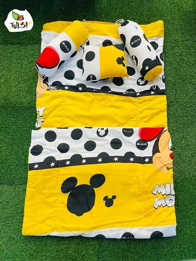 Microfiber New Born Baby Badding Set Sleeping Matters Bed With two Booster And One Filling Pillow