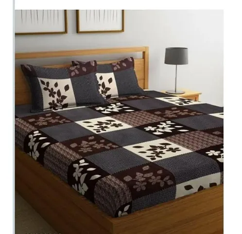 Printed Polycotton Double Bedsheet with Pillow Covers