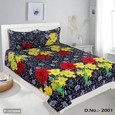 Pure Polycotton double Bedsheet With 2 Pillow  Covers