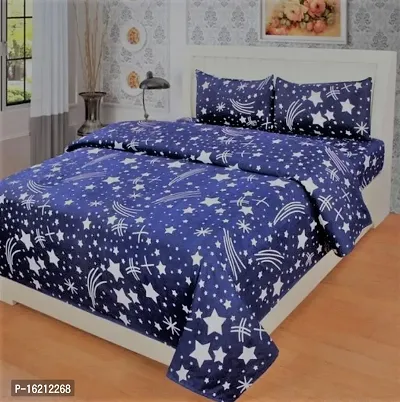 Pure Polycotton double Bedsheet With 2 Pillow  Covers-thumb0