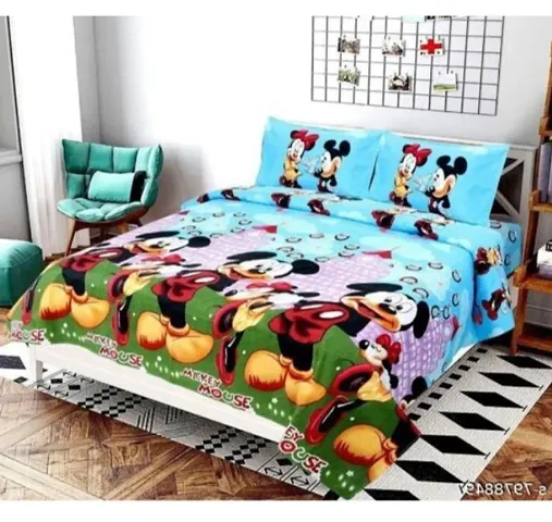 Polycotton Printed Kids Room Double Bedsheets