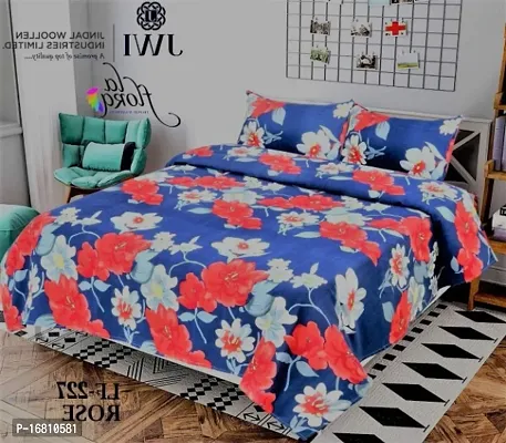 Pure Polycotton double Bedsheet With 2 Pillow  Covers-thumb0