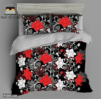 Polycotton 145 TC 3D Printed Double Bedsheet With 2 Pillow Covers [Size 90x90 Inches ]-thumb0