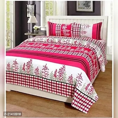 Polycotton 145 TC 3D Printed Double Bedsheet With 2 Pillow Covers [Size 90x90 Inches ]-thumb0