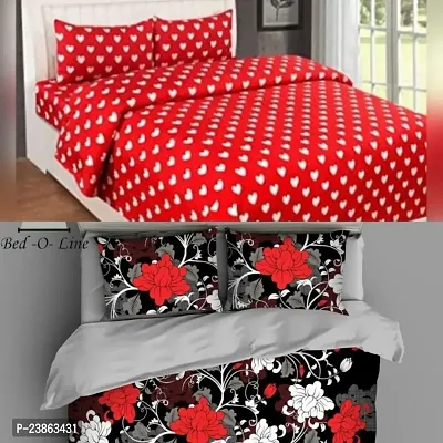 Pure Polycotton 2 Bedsheets With 4 Pillow Covers {pack of 2}