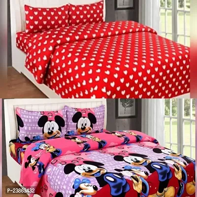 Pure Polycotton 2 Bedsheets With 4 Pillow Covers {pack of 2}