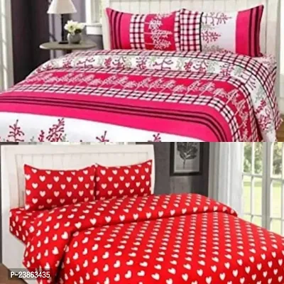 Pure Polycotton 2 Bedsheets With 4 Pillow Covers {pack of 2}