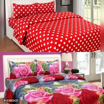 Pure Polycotton 2 Bedsheets With 4 Pillow Covers {pack of 2}