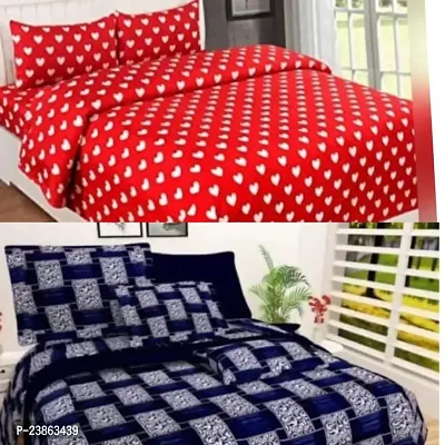 Pure Polycotton 2 Bedsheets With 4 Pillow Covers {pack of 2}