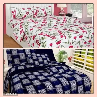 Pure Polycotton 2 Bedsheets With 4 Pillow Covers {pack of 2}