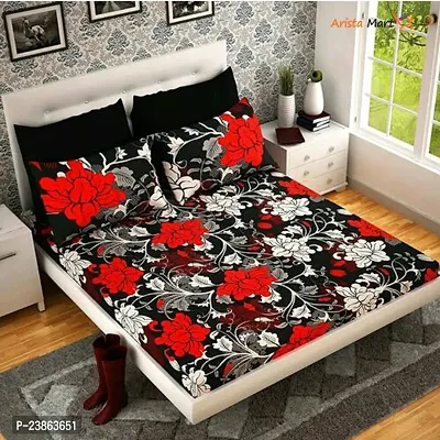 Pure Polycotton double Bedsheet With 2 Pillow  Covers-thumb0