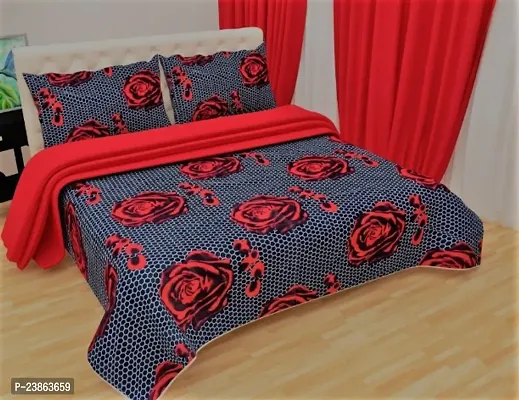 Pure Polycotton double Bedsheet With 2 Pillow  Covers