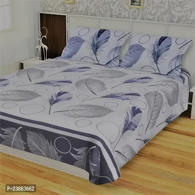 Pure Polycotton double Bedsheet With 2 Pillow  Covers-thumb0