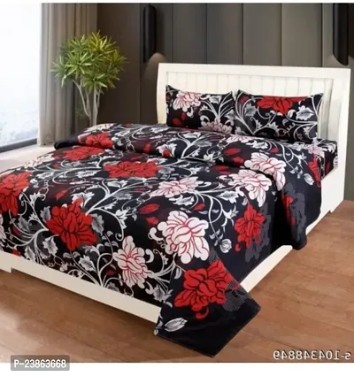 Pure Polycotton double Bedsheet With 2 Pillow  Covers