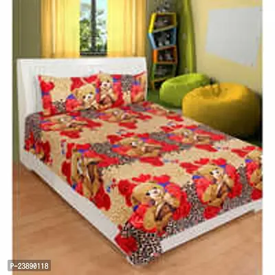 Polycotton 145 TC 3D Printed Double Bedsheet With 2 Pillow Covers [Size 90x90 Inches ]-thumb0