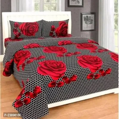 Polycotton 145 TC 3D Printed Double Bedsheet With 2 Pillow Covers [Size 90x90 Inches ]-thumb0