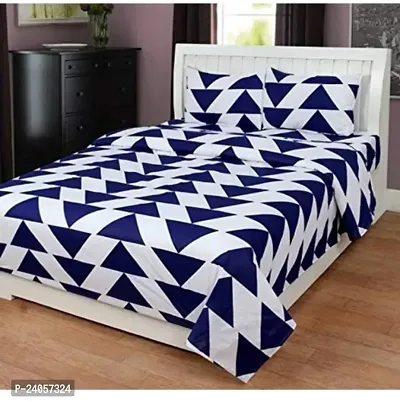 Polycotton 145 TC 3D Printed Double Bedsheet With 2 Pillow Covers [Size 90x90 Inches ]-thumb0