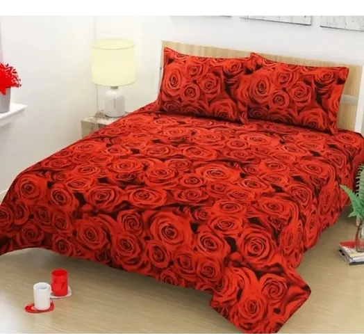 Printed Polycotton Bedsheet With 2 Pillow Covers