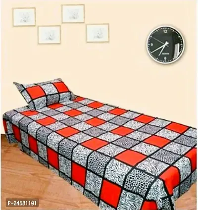 Stylish Polycotton Single Bedsheet with Pillow Cover-thumb0