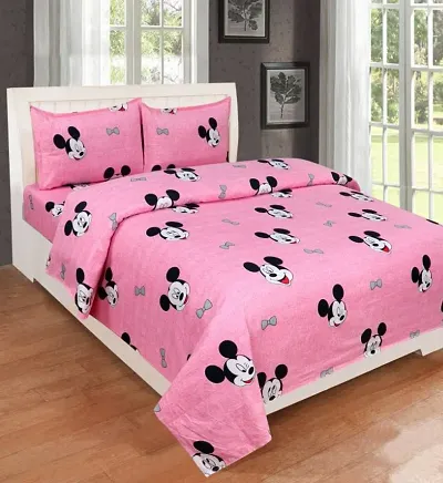 Neekshaa 220 TC Cotton Double Bed Printed Bedsheet with Two Pillow Covers_Size-90*90 inch