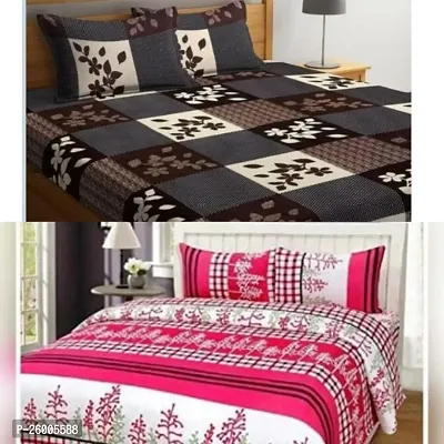 Pure Polycotton 2 Bedsheets With 4 Pillow Covers {pack of 2}-thumb0