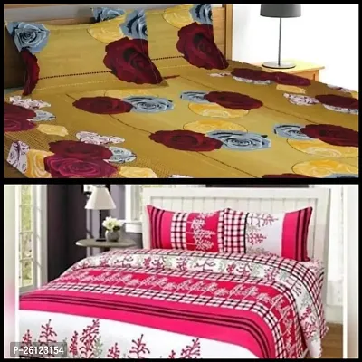 3D Printed 100% Polycotton Bedsheets Combo of 2 Double Bed Bedsheets With 4 Pillow Cover,90x100-thumb0