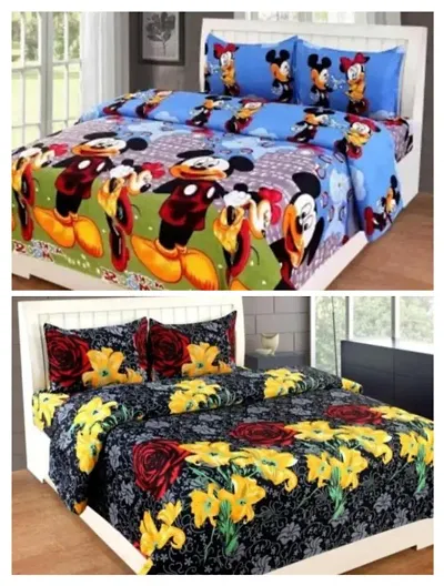 Printed Glace Cotton Bedsheet Combo Pack of 2