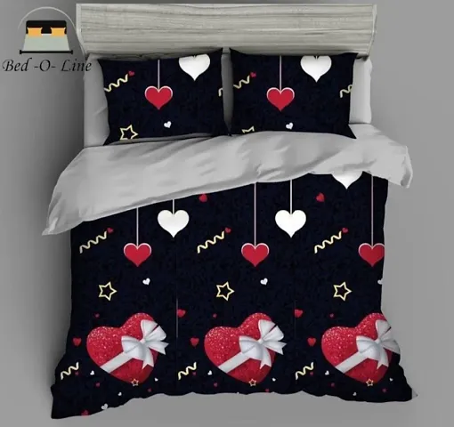 Printed Glace Cotton Double Bedsheet with 2 Pillow Covers