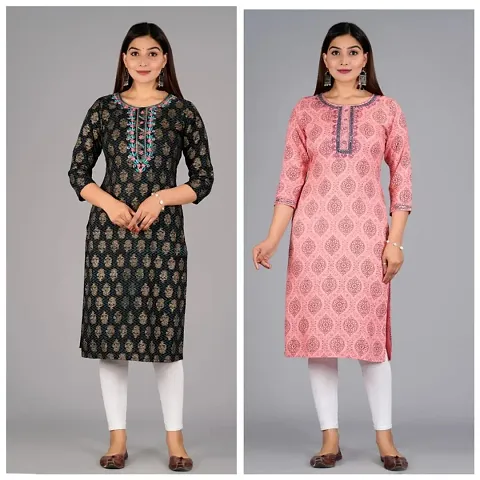 Trendy Rayon Stitched Kurti For Women Pack of 2