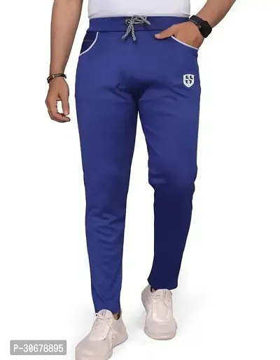 Stylish Polyester Navy Blue Regular Fit Regular Track Pants For Men-thumb0