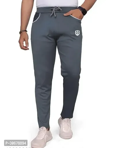 Stylish Polyester Grey Regular Fit Regular Track Pants For Men