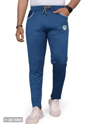 Stylish Polyester Blue Regular Fit Regular Track Pants For Men