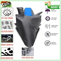 HEDWING:- Motorcycle/scooty Cover Comfortable for Bajaj V15 Power Up BS6 Water Resistant Dustproof/ UV-Ray/ Indoor/Outdoor and Parking with All Varients Full Body Protection(Gray and Blue)-thumb2