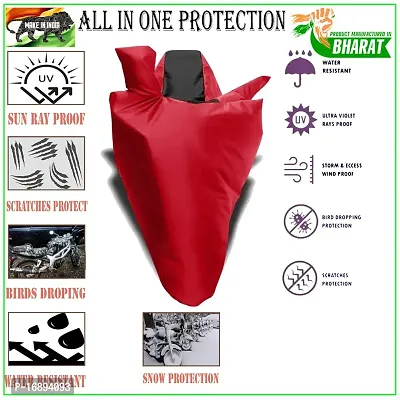 HEDWING:- Present Bike Cover Comfortable for Hero Destini 125 Water Resistant Dustproof/ UV-Ray/ Indoor/Outdoor and Parking with All Varients Full Body Protection(Red and Black)-thumb3