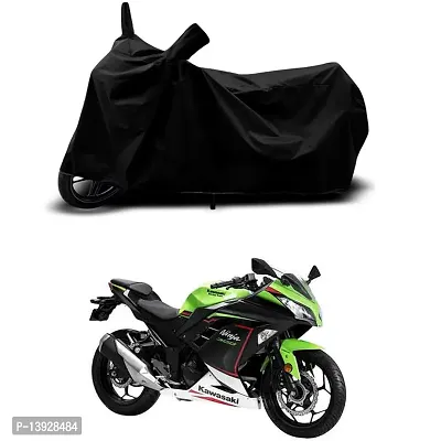 HEDWING-Best Quality Bike Body Cover Compatible For Kawasaki Ninja 300 BS6 Water Resistant Dustproof/Indoor/Outdoor and Parking with All Varients Full Body Protection(colour-Black)-thumb0
