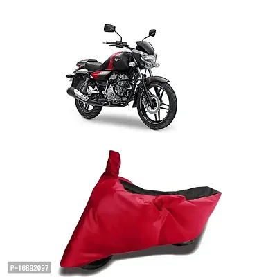 HEDWING:- Present Bike Cover Comfortable for Bajaj V15 BS6 Water Resistant Dustproof/ UV-Ray/ Indoor/Outdoor and Parking with All Varients Full Body Protection(Red and Black)-thumb0