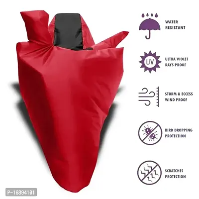 HEDWING:- Present Bike Cover Comfortable for Hero Pleasure Plus 110 Water Resistant Dustproof/ UV-Ray/ Indoor/Outdoor and Parking with All Varients Full Body Protection(Red and Black)-thumb5