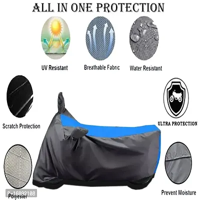 HEDWING:- Motorcycle/scooty Cover Comfortable for TVS Sport KS Water Resistant Dustproof/ UV-Ray/ Indoor/Outdoor and Parking with All Varients Full Body Protection(Gray and Blue)-thumb4