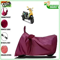 HEDWING:- Motorcycle/scooty Cover Comfortable for Hero Pleasure 110 BS6 Water Resistant Dustproof/ UV-Ray/ Indoor/Outdoor and Parking with All Varients Full Body Protection(mahroon)-thumb1