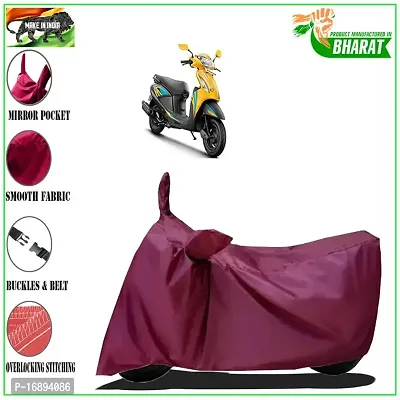 HEDWING:- Motorcycle/scooty Cover Comfortable for Hero Pleasure 110 BS6 Water Resistant Dustproof/ UV-Ray/ Indoor/Outdoor and Parking with All Varients Full Body Protection(mahroon)-thumb2