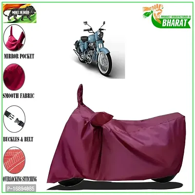 HEDWING:- Motorcycle/scooty Cover Comfortable for Royal Enfie Classic Squadron Water Resistant Dustproof/ UV-Ray/ Indoor/Outdoor and Parking with All Varients Full Body Protection(mahroon)-thumb2