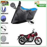 HEDWING:- Motorcycle/scooty Cover Comfortable for Bajaj V15 Power Up BS6 Water Resistant Dustproof/ UV-Ray/ Indoor/Outdoor and Parking with All Varients Full Body Protection(Gray and Blue)-thumb1